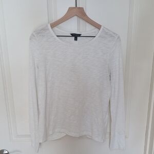 Banana Republic Soft White Long Sleeve Open Back Tee